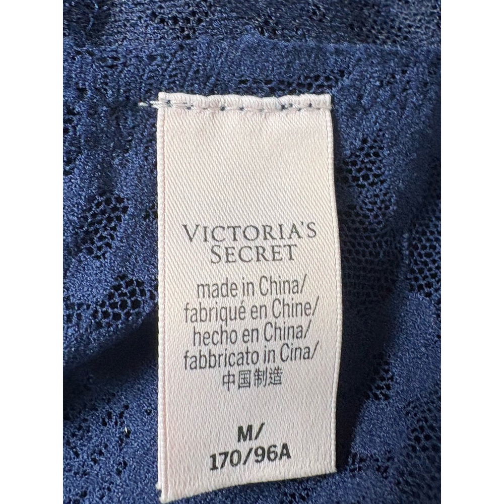 Victoria's Secret Navy Blue Floral Lace Cross Back Slip Dress Chemise Nightgown - Picture 5 of 5